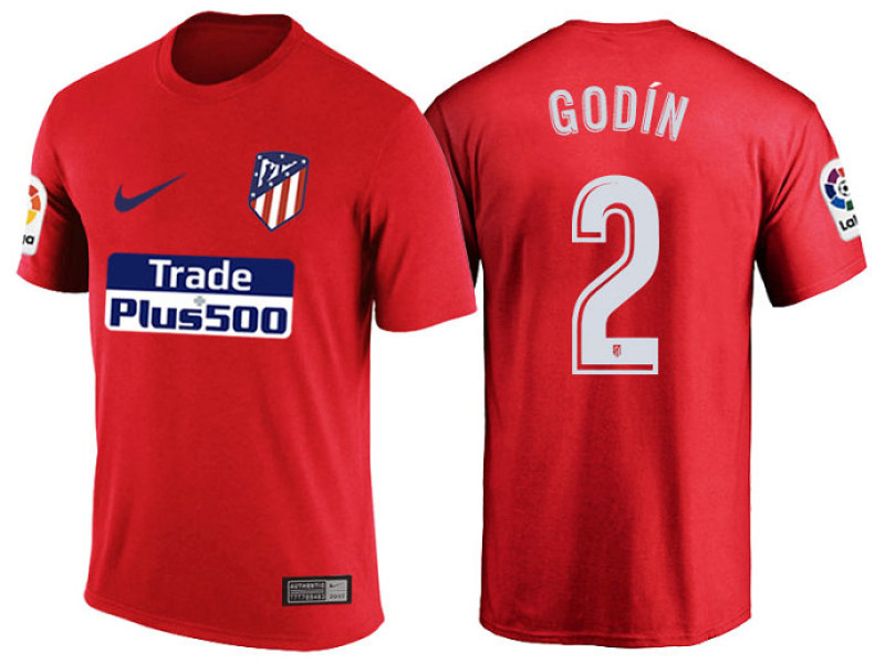 Atletico Madrid #2 Diego Godin Red T-Shirt