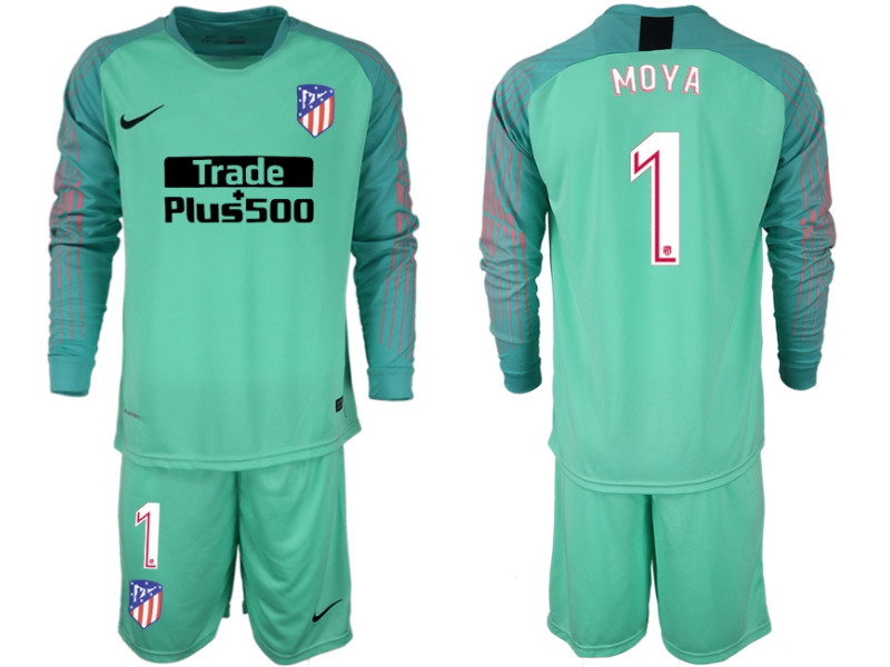 Atletico Madrid 1 Moya Goalkeeper Jersey 2018 19 Long Sleeves Green Shirt