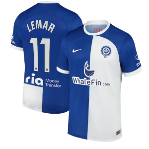 Youth 2023-24 Atletico de Madrid Lemar 11 Away Blue Authentic Jersey